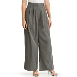 NUEVO 19 Cooper Pantalón Plisado Pierna Ancha Cintura Alta Gris Talla M - Imagen 1 de 10