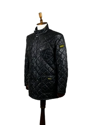 Men's Barbour D2369 BUFF International Quilted Black Coat Jacket Size M - Image 1 of 4