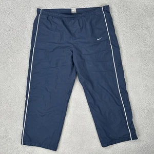 Vtg Nike Track Pants Men Large Navy Blue Ankle Zip Mesh Lined Stripe Pockets Y2K - Picture 1 of 24