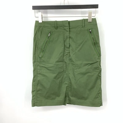 J Crew Mujer Talla 6 Falda Mediana Verde Lápiz Recto Utilitario Chino Elástico Foto 1 de 4