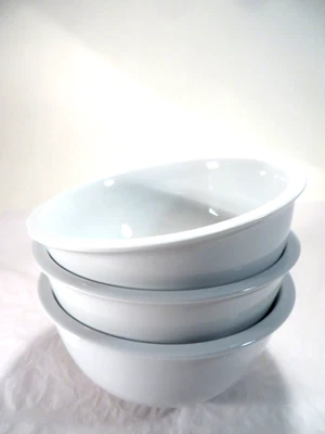 (3) Cuencos de sopa/cereal blanco brillante de caja y barril con borde de labios 6" Foto 1 de 4