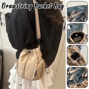 Borsa a secchiello con coulisse nuova moda leggera versatile tempo libero tracolla - Foto 1 di 25