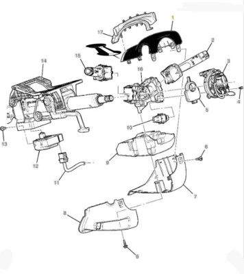 22774122 New OEM Upper Steering Column Shroud Cover Black 2012-2016 Cadillac SRX - Image 1 of 4