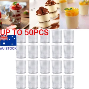 50x Round Mousse Cake Dessert Cups Clear Plastic Drink Wine Jelly Tumbler Cup AU - Picture 1 of 10