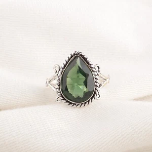 Green Tourmaline Gemstone 925 Sterling Silver Handmade Jewelry Ring Gift - Picture 1 of 2