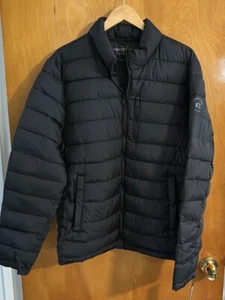 Black Puffer Jacket Mens Large Zip Pocket Kenneth Cole - Picture 1 of 5