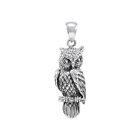 Wise Owl Pendant 925 Sterling Silver (NO chain) by Peter Stone. Gift Pouch.