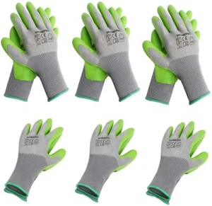 WORKPRO 6-Pairs M/L Garden Gloves Eco Latex Palm Coated Green-Grey Polyester NEW - Picture 1 of 26