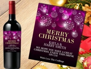 PEGATINA PERSONALIZADA ETIQUETA BOTELLA VINO FELIZ NAVIDAD RELLENO MEDIAS REGALO BX07 - Imagen 1 de 2