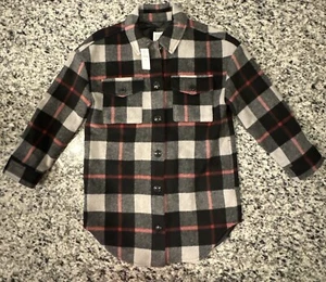 GAP KIDS BLACK Red PLAID Flannel Jacket SZ Large (10) New TAGS RETAIL $88.00 - Picture 1 of 12