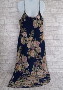 Camicia da notte Natori maxi abito slip piccolo blu floreale sexy elegante spacco alto vintage - Foto 1 di 8