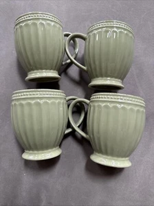 (4) Nuevas tazas Lenox Everything tazas perla francesa ranura tomillo verde relieve cuentas - Imagen 1 de 6