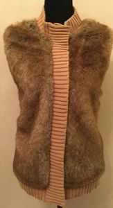 Jones New York Signature Womens Faux Fur Sweater Vest Size XL Brown Full Zip - Picture 1 of 12
