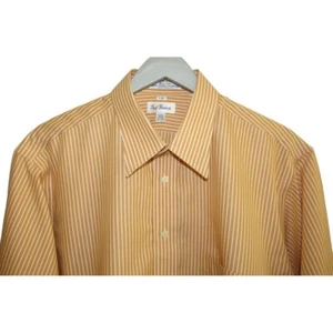 Paul Frederick Orange White Stripe Cotton Broadcloth Easy Care Dress Shirt 17 33 - Picture 1 of 4