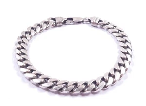 Brazalete italiano para caballeros de plata de ley 925 con sello inglés 8,5 pulgadas - Imagen 1 de 8