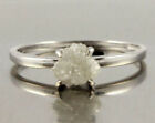 0.66+ ct Natural Snow White Uncut Raw Rough Diamond Silver engagement ring NR541