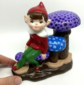 Vintage Pixie Elf Mushroom Ceramic Mold Boy Figurine