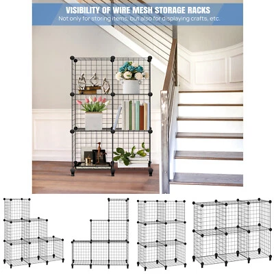 6 Cube Wire Storage Shelves Metal Grids Bookcase DIY Interlocking Shelving Unit - Image 1 of 4