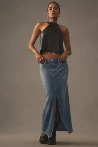 Agolde Leif Denim Midi Rock Mid Denim Frontschlitz Grunge Streetwear Indie Gr. 30 - Bild 1 von 14