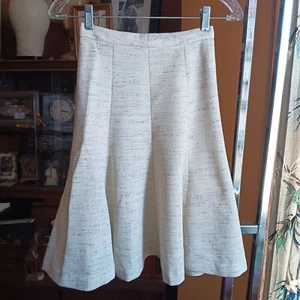 SMALL 23" Vintage 1970's Womens Skirt IVORY/GRAY FLECK STRETCH KNIT POLYESTER  - Picture 1 of 7