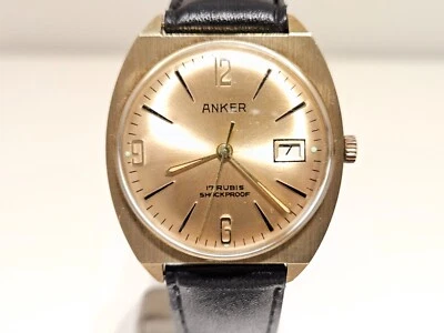 RELOJ MECÁNICO VINTAGE RARO LUJO HERMOSO SUIZO CHAPADO EN ORO PARA HOMBRE "ANCLA" Foto 1 de 4
