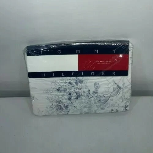 Tommy Hilfiger Twin Fitted  Sheet 100% Combed Cotton  Blue New - Image 1 of 4