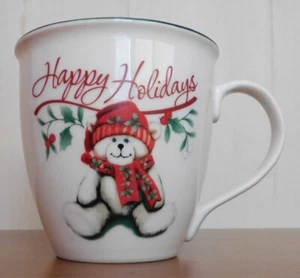 Taza grande de oso de peluche Pfaltzgraff Winterberry Happy Holidays Navidad usada en excelente estado - Imagen 1 de 3