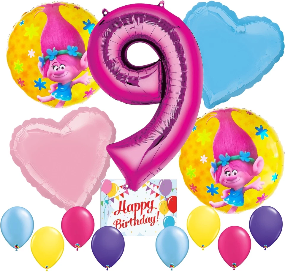 Trolls Party Supplies Balloon Decoration Bundle for 9th Birthday - image 1 of 1