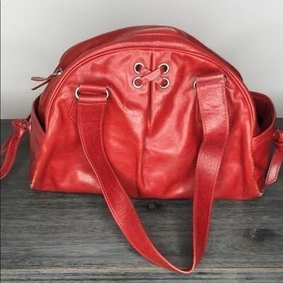 Cole Haan Red Leather Hobo Satchel Bag - Image 1 of 4
