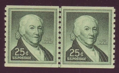 1059A (25c Paul Revere) - PAR DE GEMAS DE LÍNEA - MNH - ¡IMPRESCINDIBLE VERLO!! Foto 1 de 2