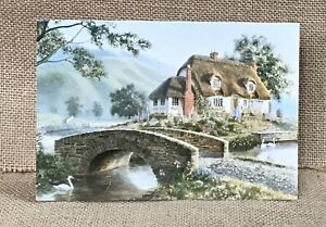 Richard Burns Thatched Cottage Bridge Greeting Card For Junk Journaling Crafts