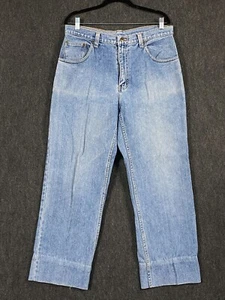 Calvin Klein Mens 36 Straight Jeans Faded Blue Denim Mid Rise Zip Fly Hemmed - Picture 1 of 15