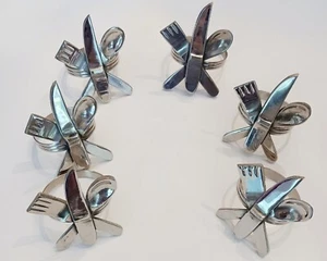 (6) Flatware Stainless Napkin Rings~Free Shipping - Picture 1 of 3