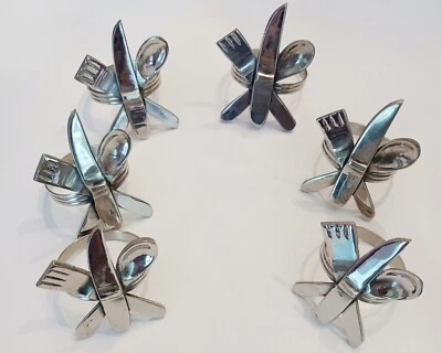 (6) Anillos de servilleta de acero inoxidable cubiertos ~ Envío gratuito Foto 1 de 3