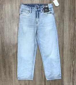 Girls' Mid-Rise Straight Leg Dad Jeans Light Wash Adjustable Waist size 8 - Picture 1 of 3
