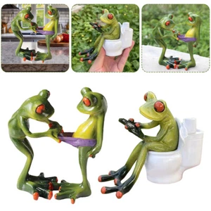 Frosch auf Toilette hellgrün zur Auswahl Deko Figur! - Bild 1 von 24
