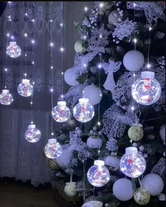 PALLINE Babbo NATALE fiocchi neve LED Trasparenti Decorazioni Albero Natalizie - Foto 1 di 49