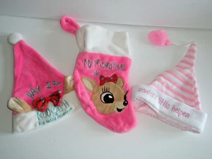 DanDee Mi 1er Sombrero de Navidad Medias Pequeño Sombrero Ayudante de Papá Noel Niña Rosa - Imagen 1 de 5