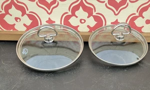 CHANTAL Glass Stainless Steel LIDS ONLY Lot  of  2~  7” and  6” Lids Glass - Picture 1 of 5