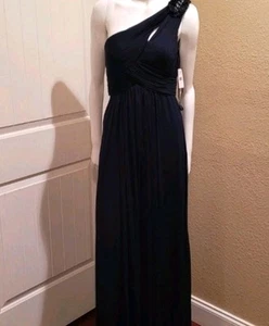 Vestido XSCAPE Mujer 6 Azul Marino Maxi Un Hombro Gasa Formal Vestido Con Cuentas - Imagen 1 de 17