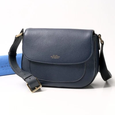 Mint SMYTHSON Shoulder Bag Leather Navy Made in Italy Branded clothing secon... - Image 1 of 4