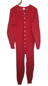 Vintage LL BEAN Sz M Wool Blend Union Suit Long Johns Underwear Red Made in USA - Picture 1 of 8