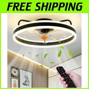 Stylish 20” Bladeless Ceiling Fan with Remote - Adjustable Lighting for Bedrooms - Picture 1 of 8
