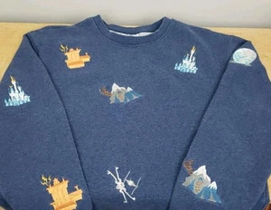 Sudadera Pullover Cuello Redondo Disney Parks Icons Rides Pequeña Bordada Azul - Imagen 1 de 15