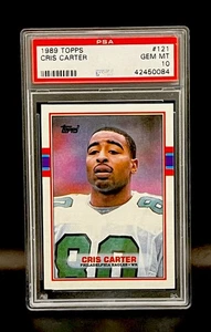 1989 TOPPS #121 CRIS CARTER PSA 10 ROOKIE RC HOF EAGLES VIKINGS Football Card! - Picture 1 of 2