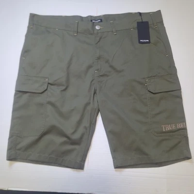Nuevo Pantalones Cortos de Carga True Religion Para Hombre Verde Talla 42x12 Grande Tr Bolsillos Cremallera  Foto 1 de 4