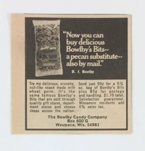 "Bowlby's Bits" Pecan Substitute The Bowlby Candy Co. WIS (Sm. Print Ad) 1978 - Picture 1 of 3