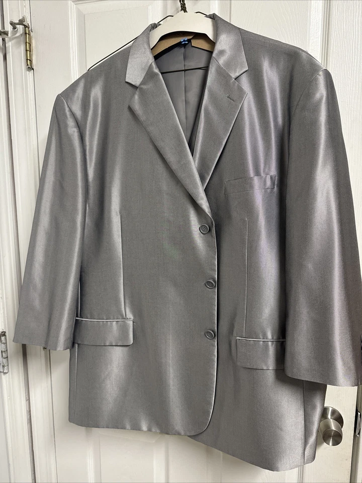 Traje de hombre de un solo pecho de 3 botones con pantalones Fortino Landi plateado/gris 48R Foto 1 de 4