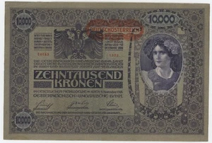 Austria 10000 Kronen 2-11-1918 Pick 65 aUNC Almost Uncirculated Banknote - Picture 1 of 2
