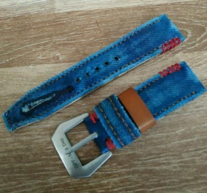 Correa de reloj de vaqueros hecha a mano hecha de vaqueros hebilla de acero pre-v gratis - Imagen 1 de 5